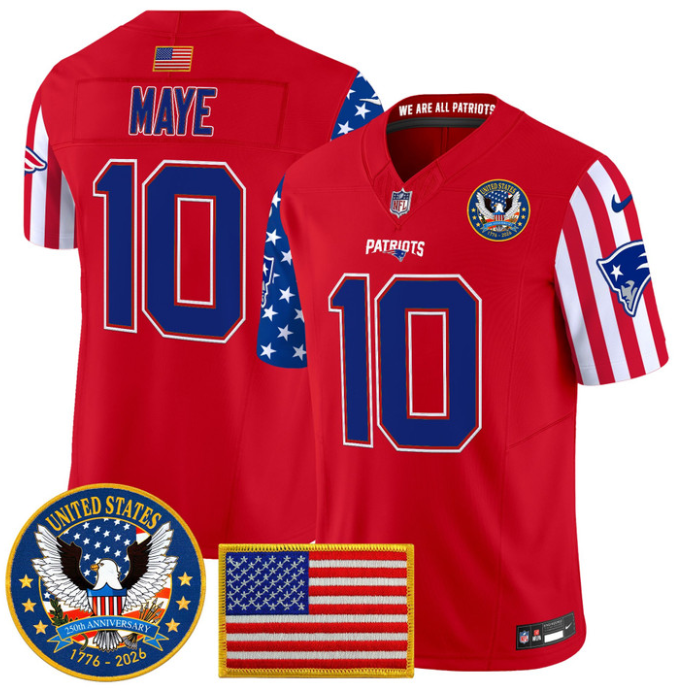 Drake Maye Jersey #10 America 250 Edition Vapor Limited Stitched