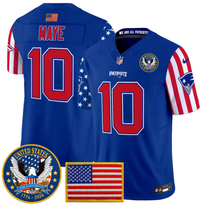Drake Maye Jersey #10 America 250 Edition Vapor Limited Stitched