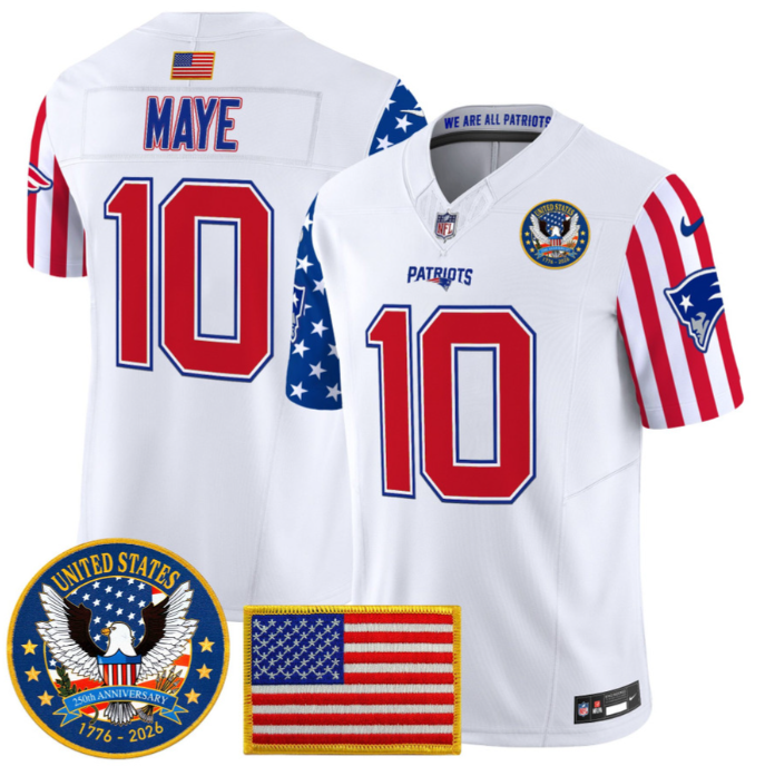 Drake Maye Jersey #10 America 250 Edition Vapor Limited Stitched