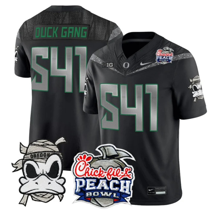 Duck Gang Jersey #541 Oregon Ducks Mummy Duck 2026 Peach Bowl Stitched Black
