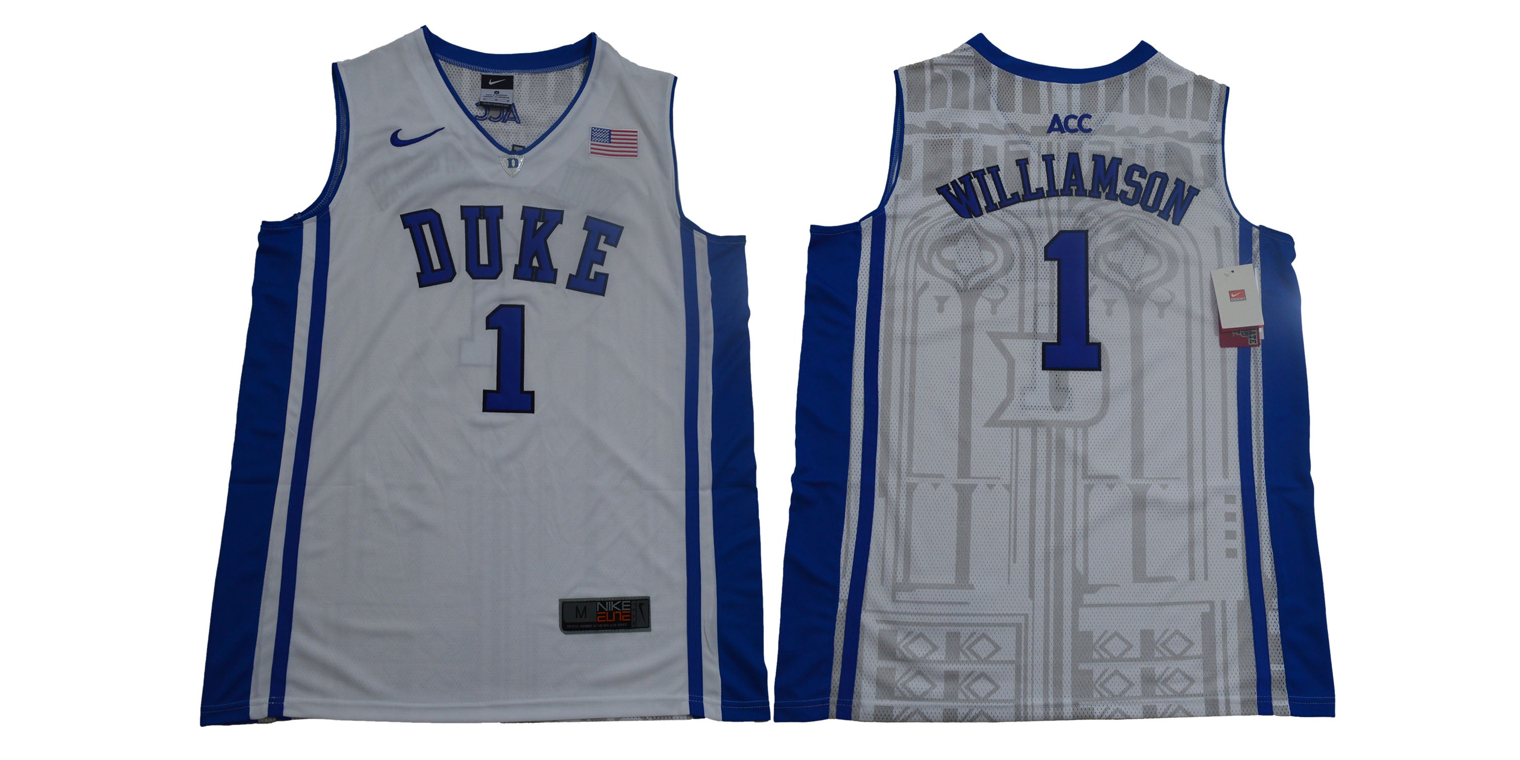 Duke Blue Devils #1 Williamson Basketball NCAA Basketball Jersey White Elite