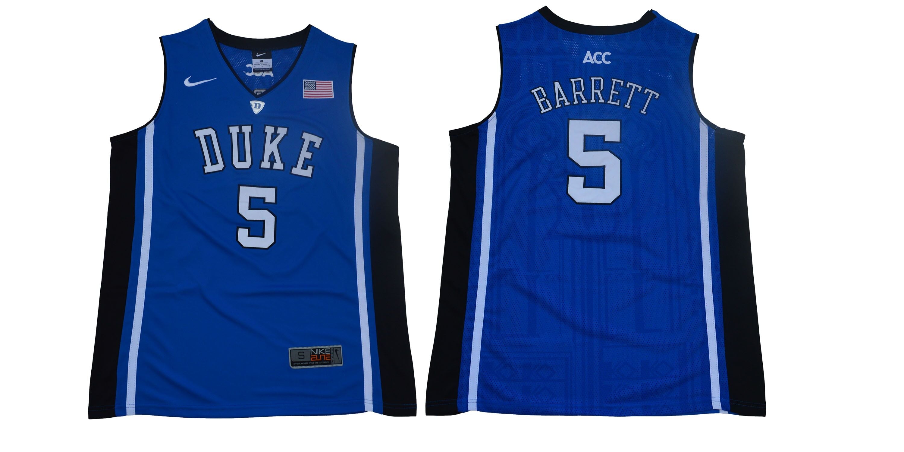 Duke Blue Devils #5 Barrett Basketball NCAA Basketball Jersey Blue Elite