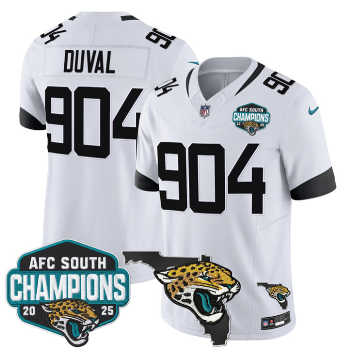 Duval Jersey #904 AFC South Division Champions 2025 Florida Stitched White