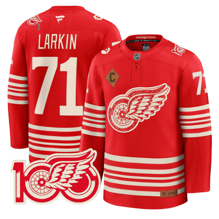 Dylan Larkin Jersey #71 Detroit Red Wings Centennial Season Premium Stitched