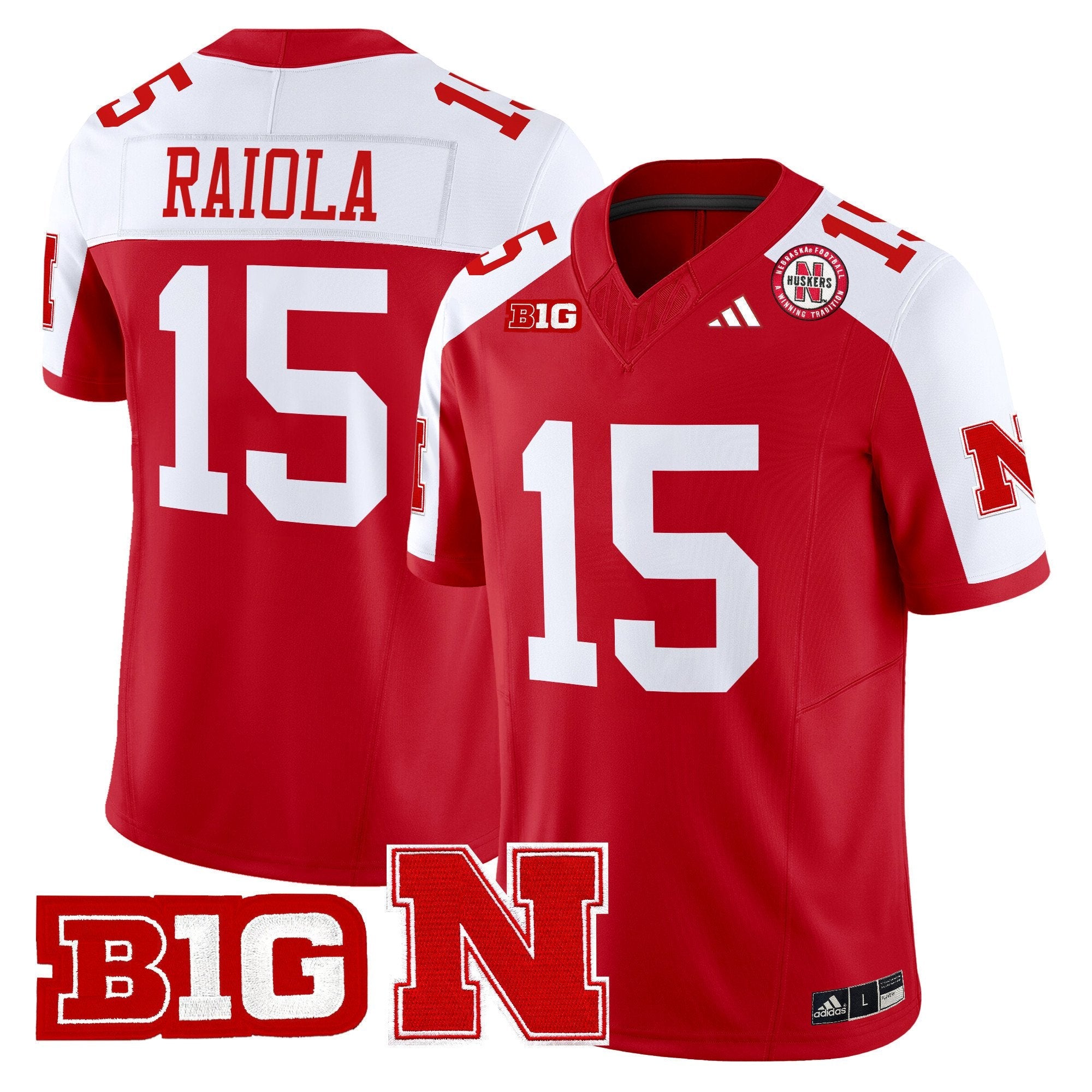 Dylan Raiola Jersey #15 Nebraska Cornhuskers 2025 Stitched Scarlet Alternate
