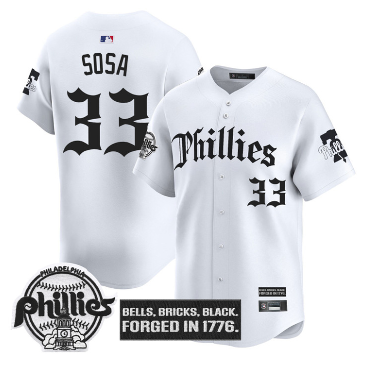 Edmundo Sosa Jersey #33 Philadelphia Phillies Gothic Liberty Edition White