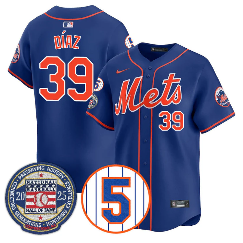 Edwin Díaz Jersey #39 New York Mets Hall of Fame Gold Stitched Royal