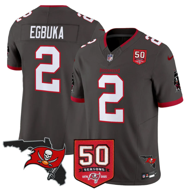 Emeka Egbuka Jersey #2 50 Seasons 1976-2025 Vapor Limited Stitched Pewter