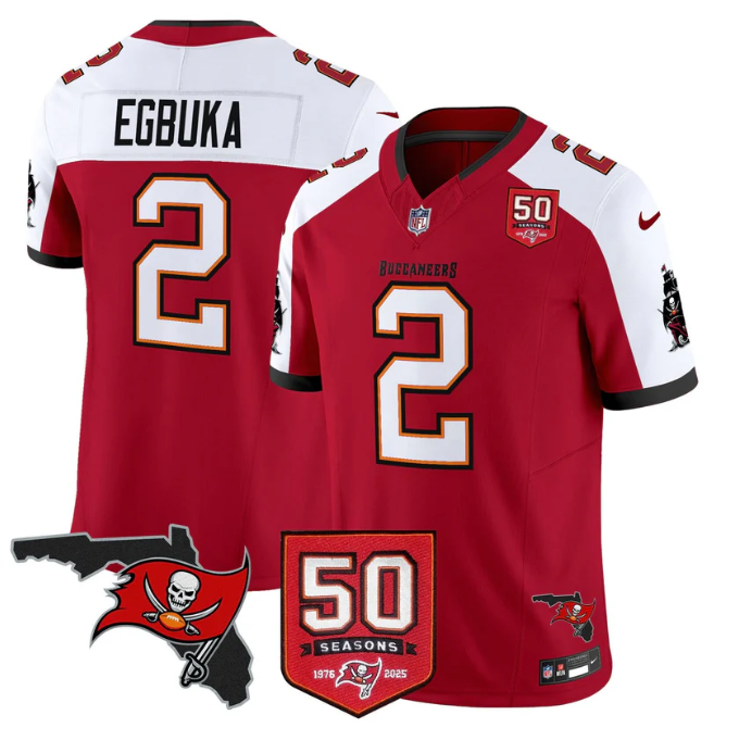Emeka Egbuka Jersey #2 50 Seasons 1976-2025 Vapor Limited Stitched Red Alter