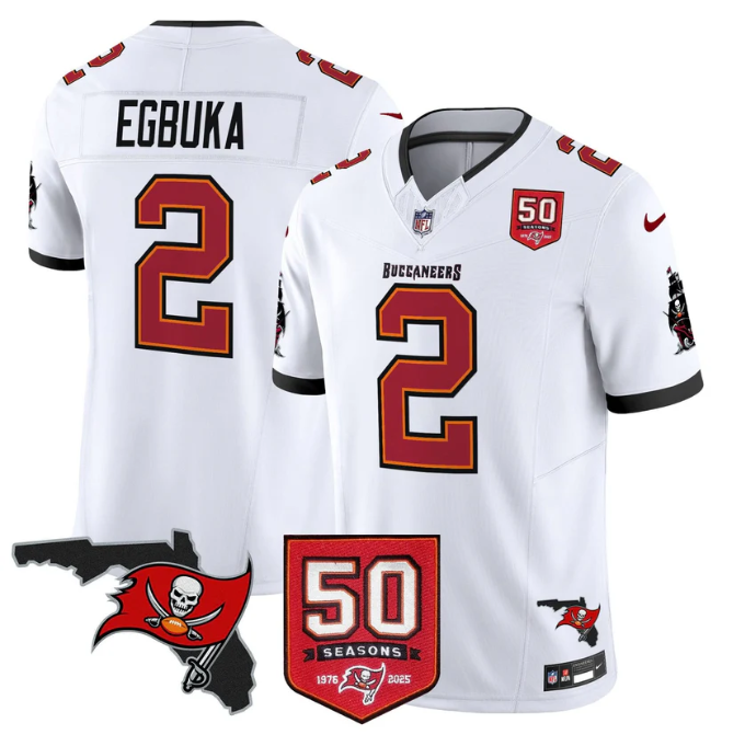 Emeka Egbuka Jersey #2 50 Seasons 1976-2025 Vapor Limited Stitched White