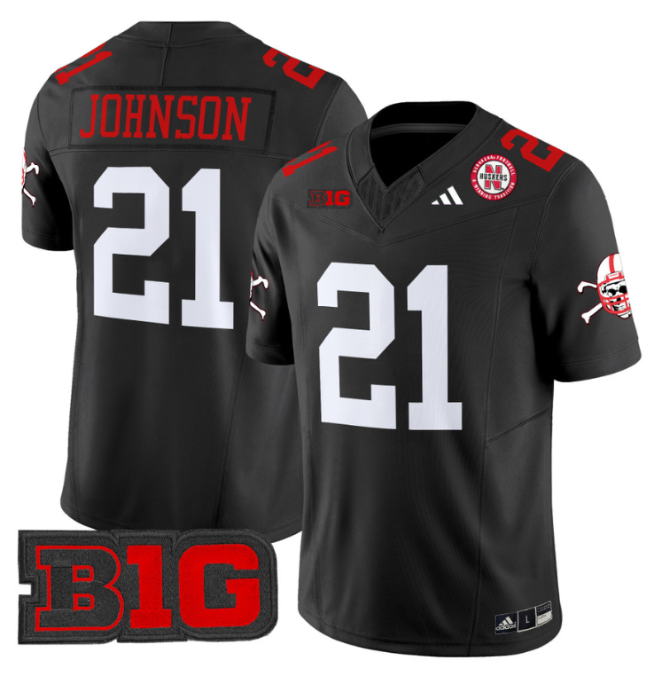 Emmett Johnson Jersey #21 Nebraska Cornhuskers 2024 Vapor V2 Football Black