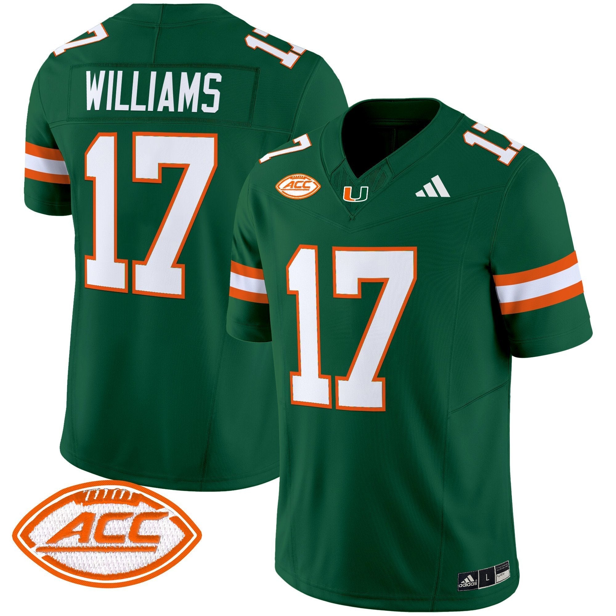 Emory Williams Jersey #17 Miami Hurricanes 2025 Limited Stitched Green