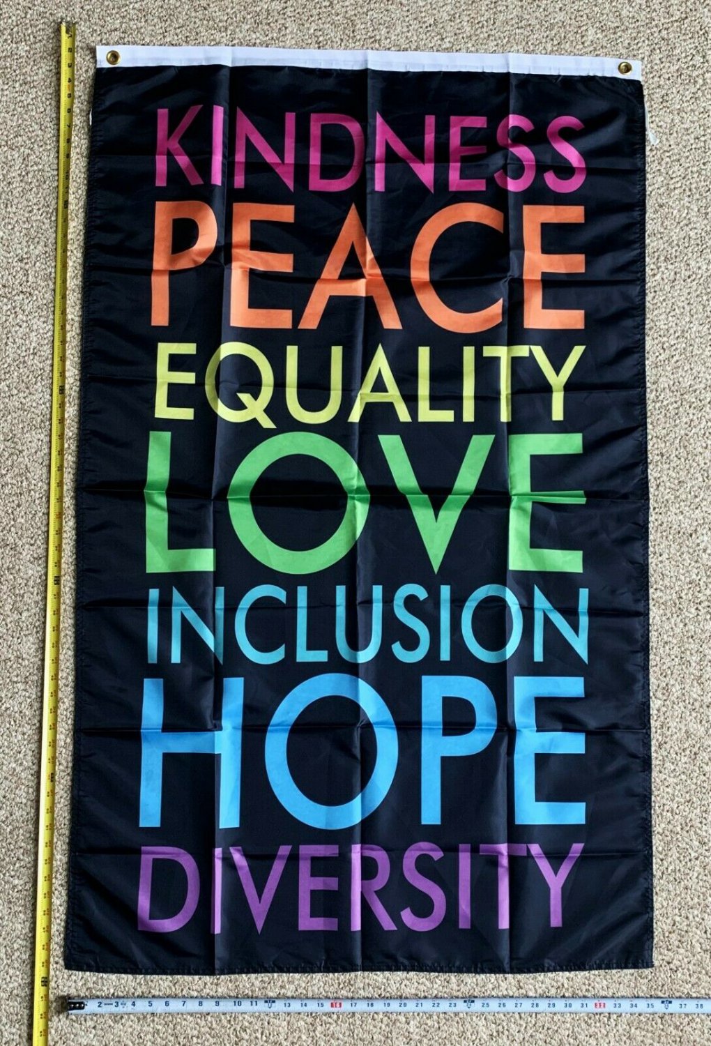 Equality Flag Kindness Peace Love Hope List USA Sign Poster 3x5'