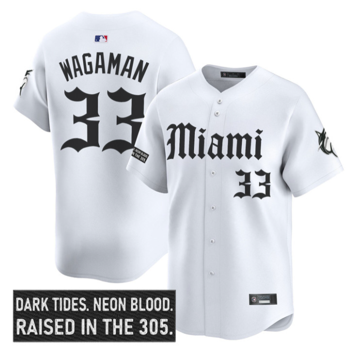 Eric Wagaman Jersey #33 Miami Marlins Gothic Vice Edition Stitched White