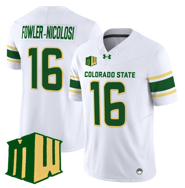 Fowler-Nicolosi Jersey #16 Colorado State Rams 2024 Stitched White