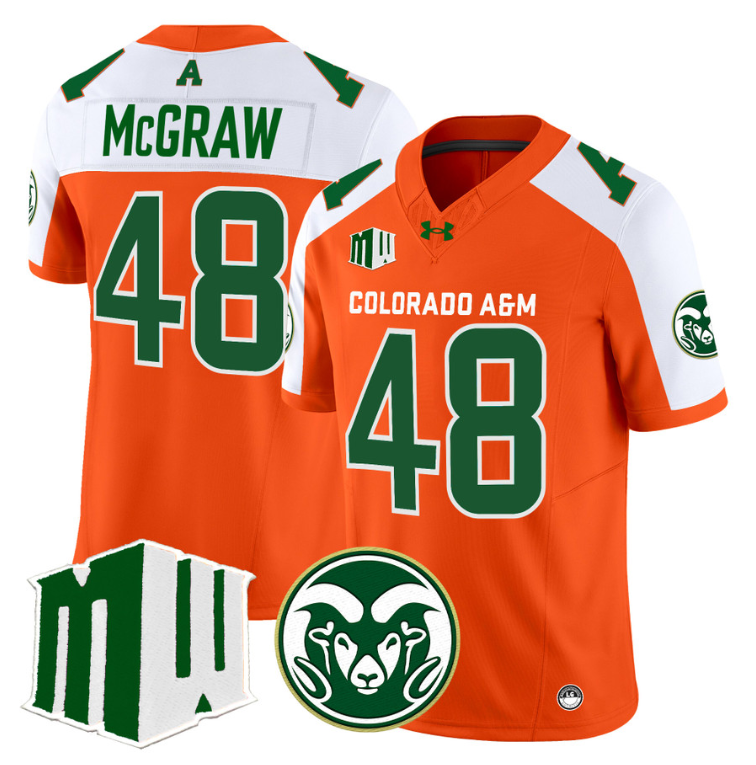 Fum McGraw Jersey #48 Colorado State Rams 2024 Stitched Orange Alternate