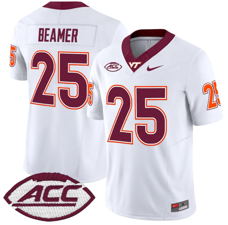 Frank Beamer Jersey #25 Virginia Tech Hokies Vapor Limited College Football White