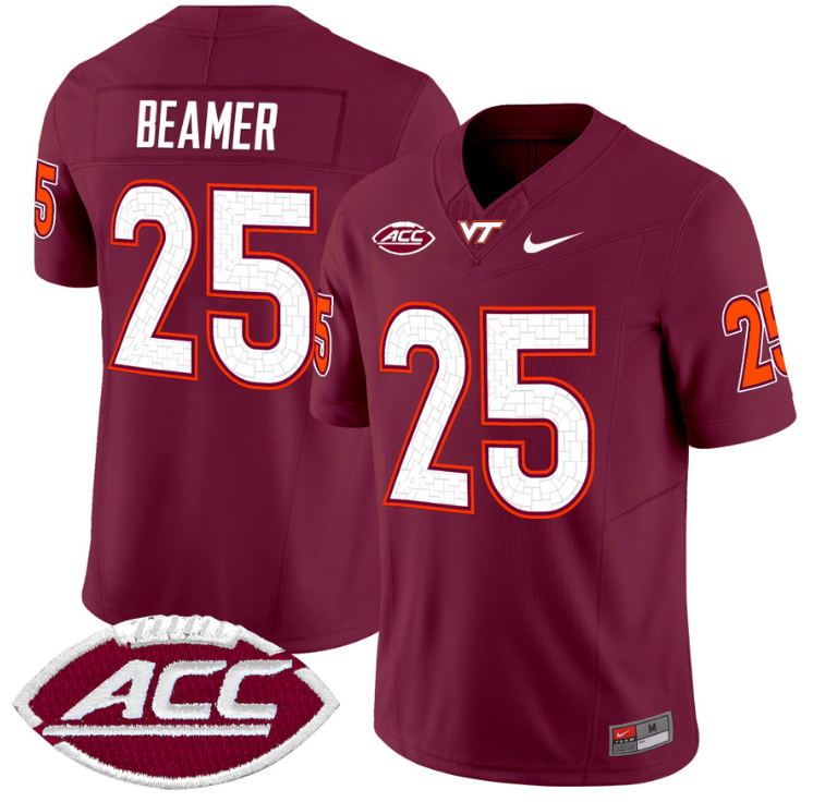 Frank Beamer Jersey #25 Virginia Tech Hokies Vapor Limited College Football Maroon