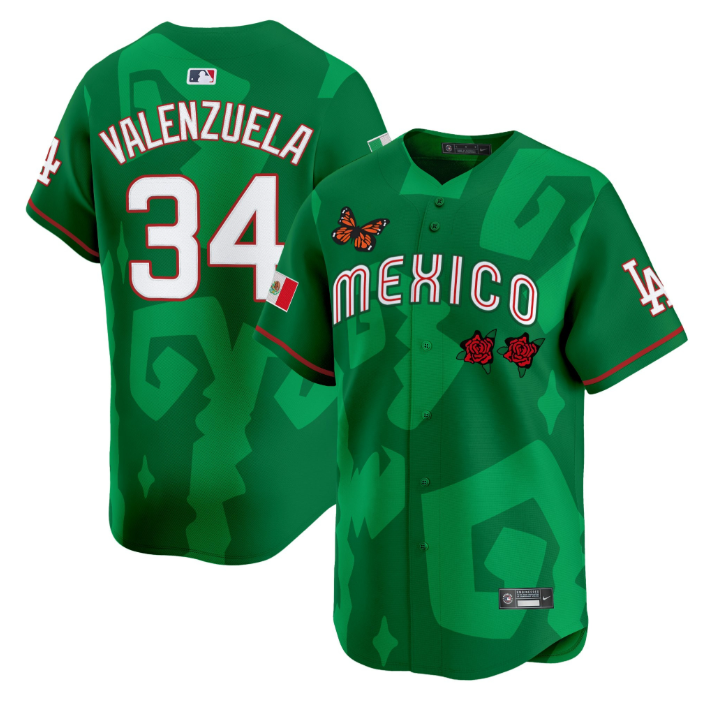 Fernando Valenzuela Jersey #34 2025 Mexican Heritage x Sentrock Vapor Limited Stitched Green