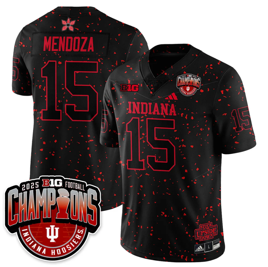 Fernando Mendoza Jersey #15 Indiana Hoosiers Stranger Things Big 10 Champions  Stitched