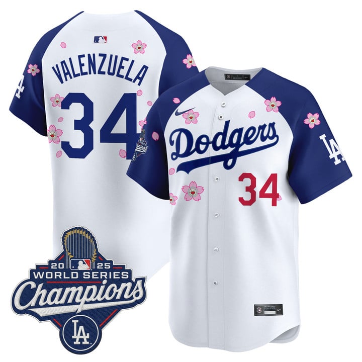 Fernando Valenzuela Jersey #34 Dodgers 2025 World Series Champions Stitched
