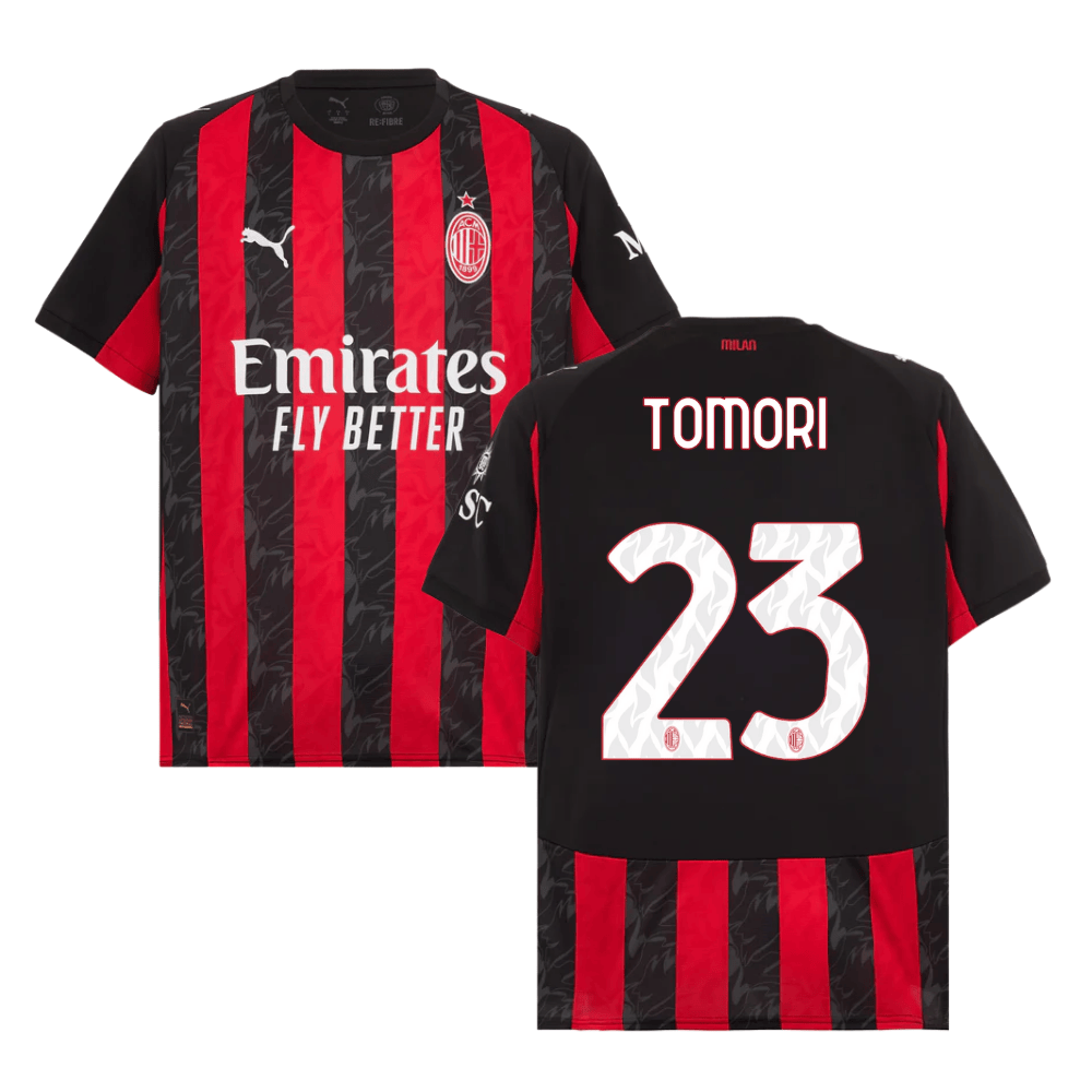 Fikayo Tomori 23 AC Milan 2025-26 Home Match Jersey – Black Red