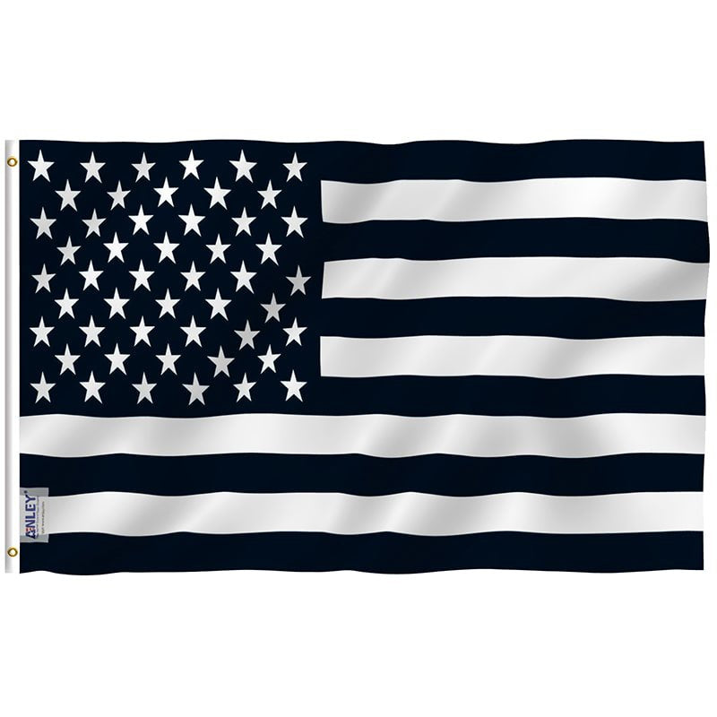 Fly Breeze Black and White American Flag with Brass Grommets 3X5Ft Banner USA