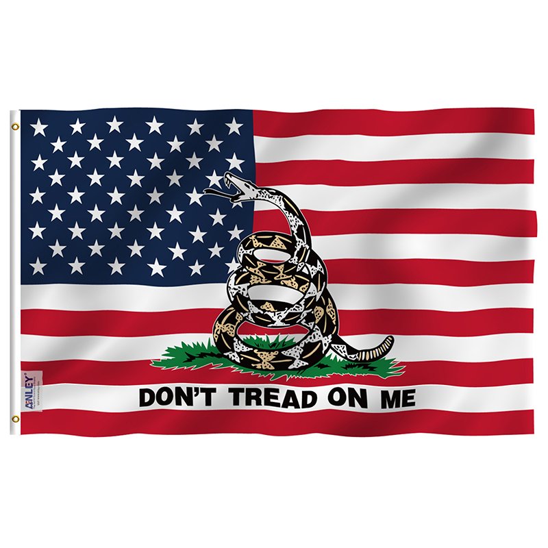 Fly Breeze Gadsden American Flag with Brass Grommets 3X5Ft Banner USA
