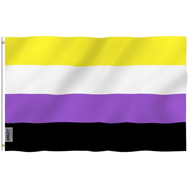 Fly Breeze Non-Binary Pride Flag with Brass Grommets 3X5Ft Banner USA Polyester