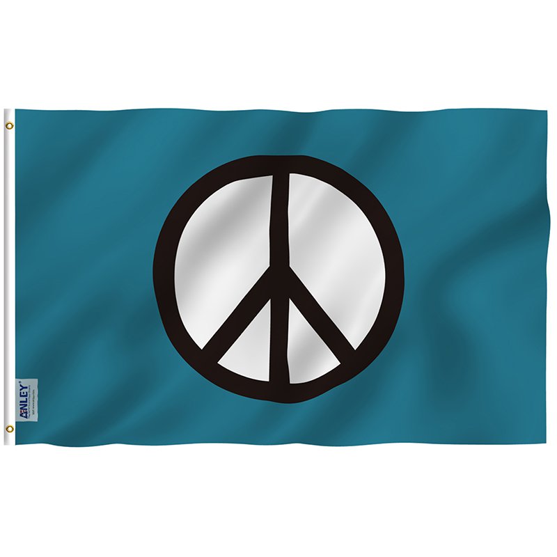 Fly Breeze Peace Symbol Flag with Brass Grommets 3X5Ft Banner USA Polyester