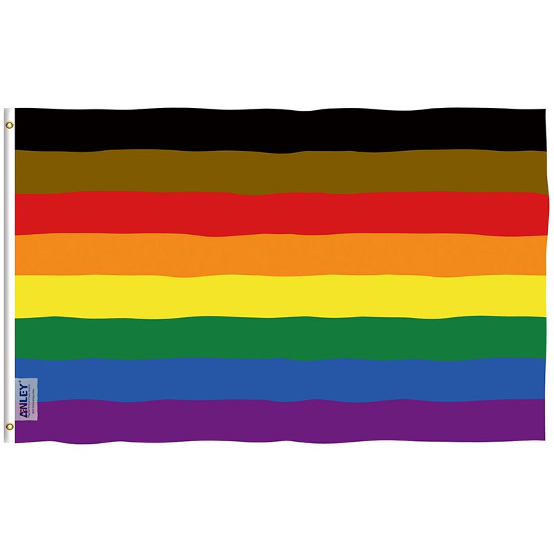 Fly Breeze Philadelphia Rainbow Flag with Brass Grommets 3X5Ft Banner USA Polyester