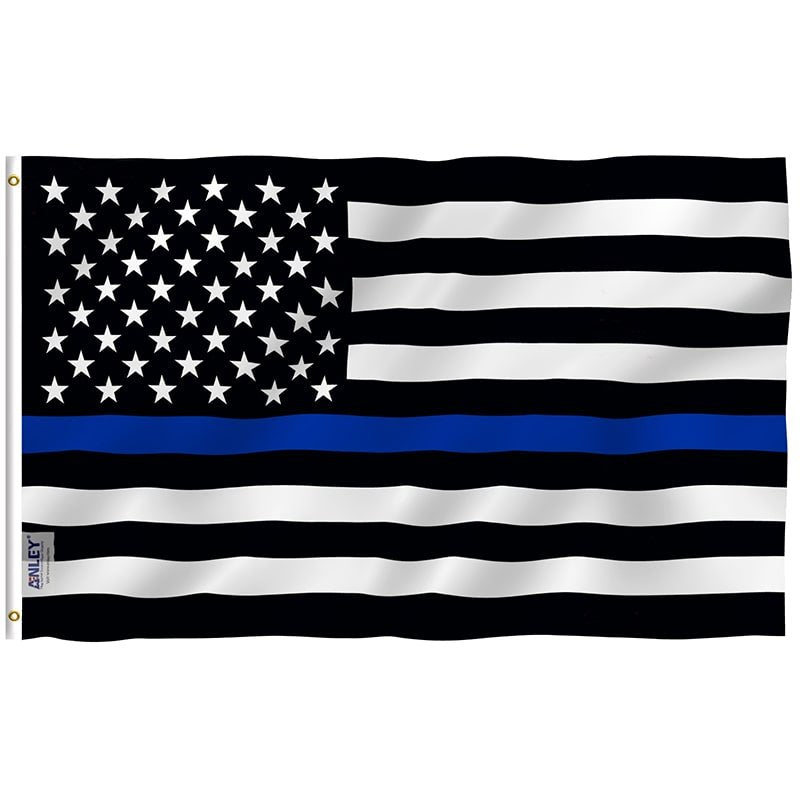 Fly Breeze Thin Blue Line USA Flag with Brass Grommets 3X5Ft Banner USA