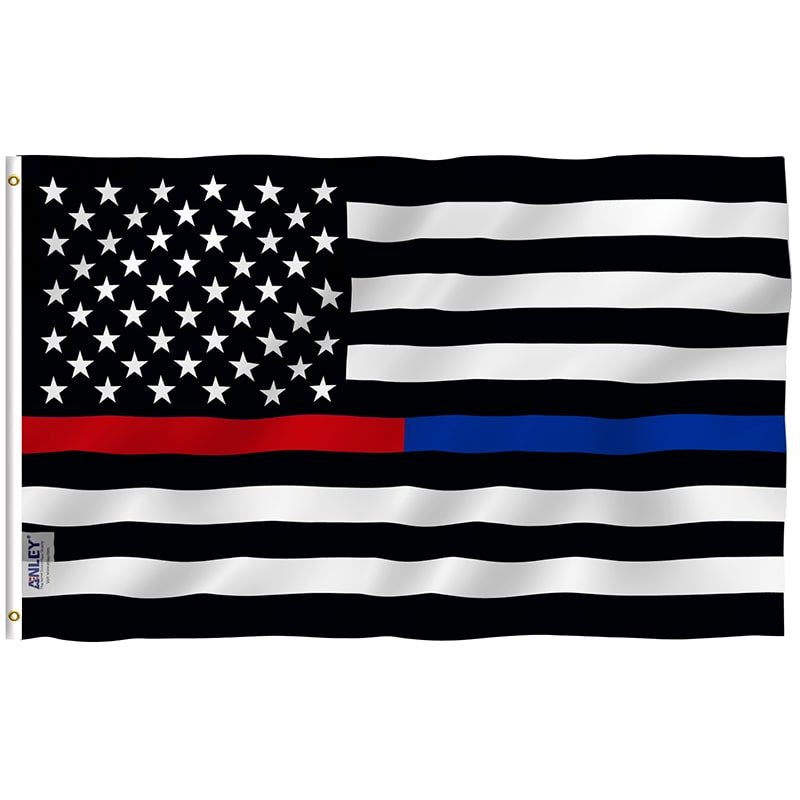 Fly Breeze Thin Blue and Red Line USA Flag with Brass Grommets 3X5Ft Banner USA