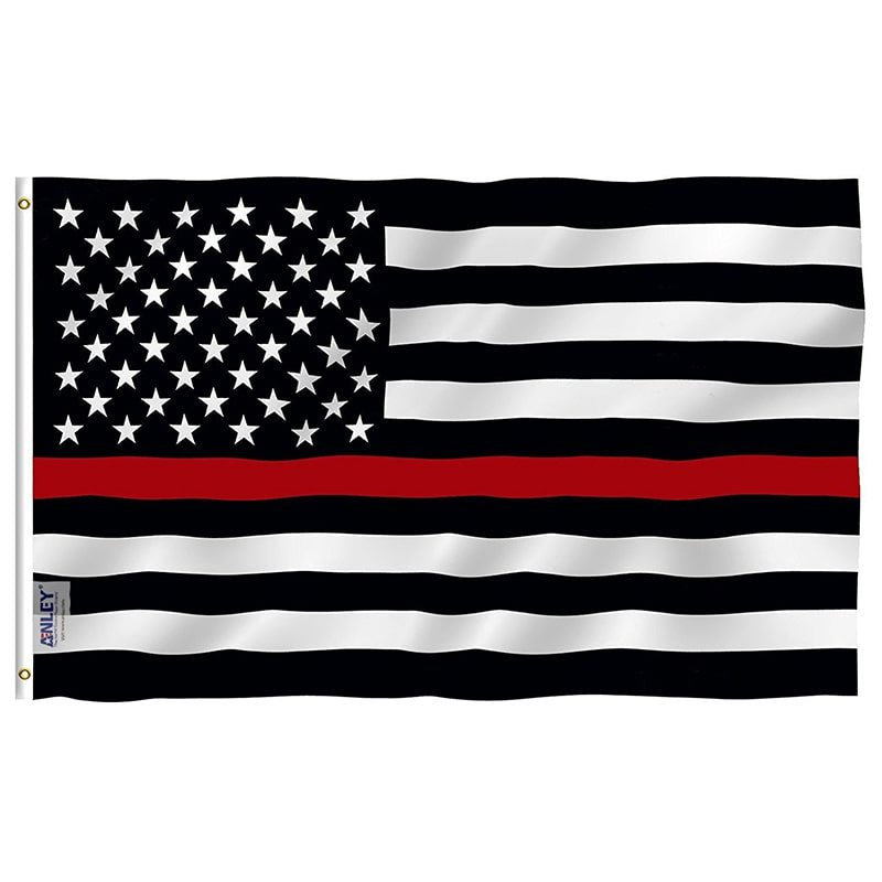 Fly Breeze Thin Red Line USA Flag with Brass Grommets 3X5Ft Banner USA