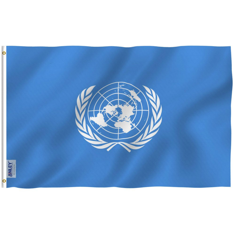 Fly Breeze United Nations Flag with Brass Grommets 3X5Ft Banner USA Polyester