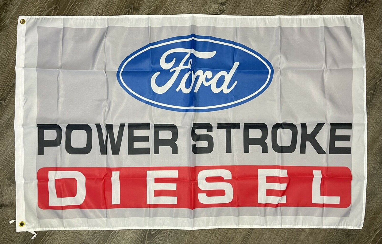 Ford Power Stroke Diesel Flag 3x5 ft White Banner Muscle Truck Man-Cave Garage