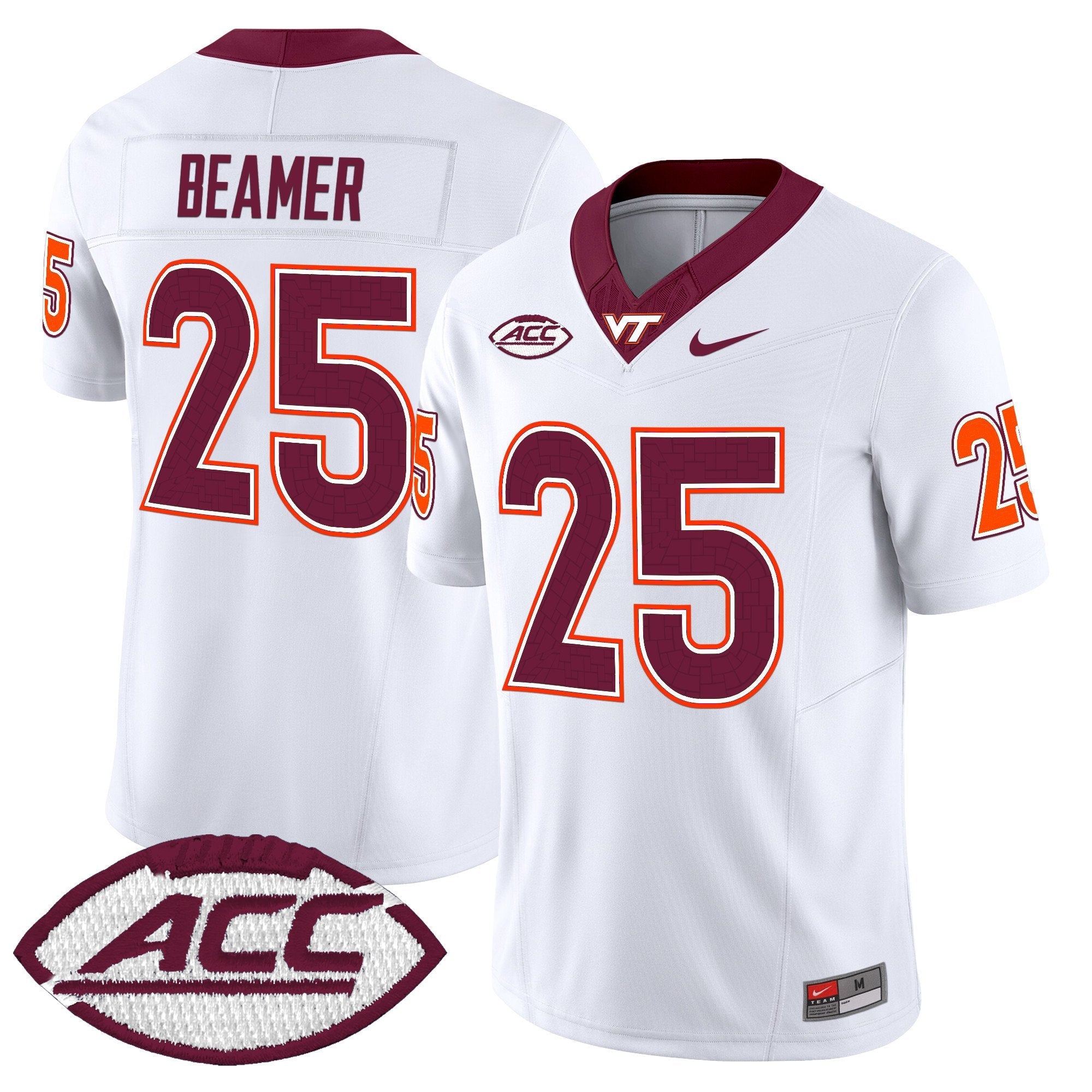 Frank Beamer Jersey #25 Virginia Tech Hokies 2025 Stitched White