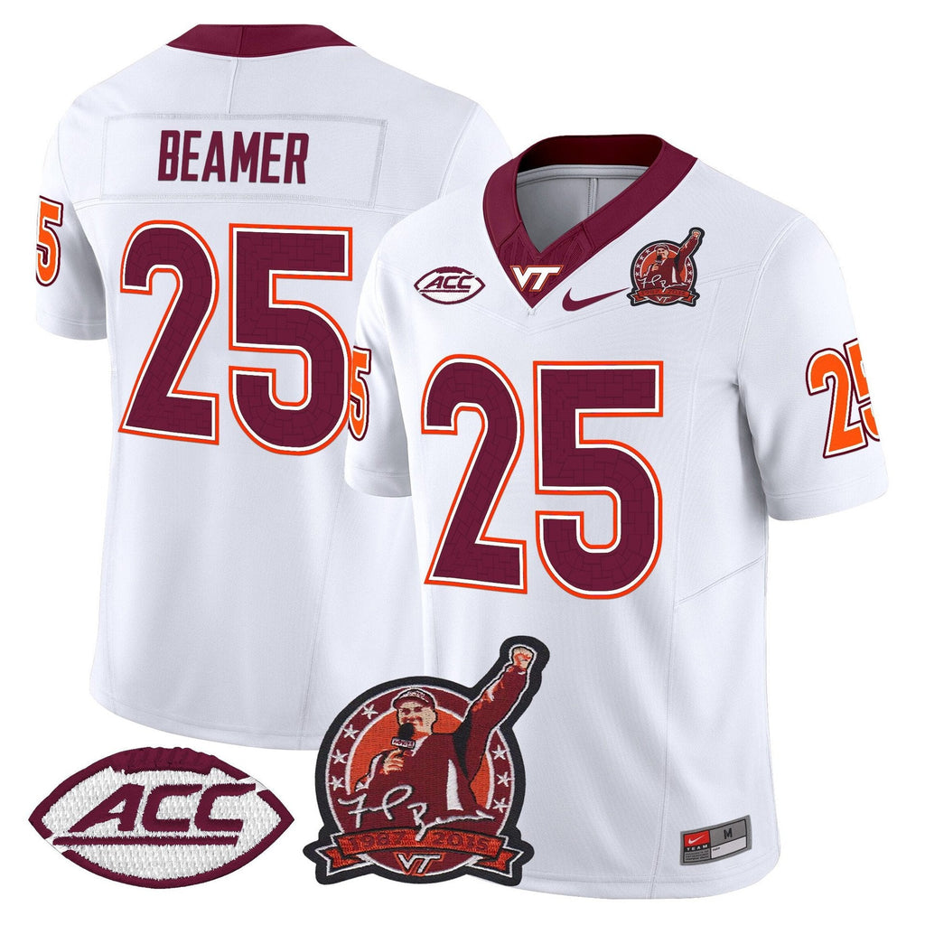Frank Beamer Jersey #25 Virginia Tech Hokies Coach Frank Beamer 2025 White