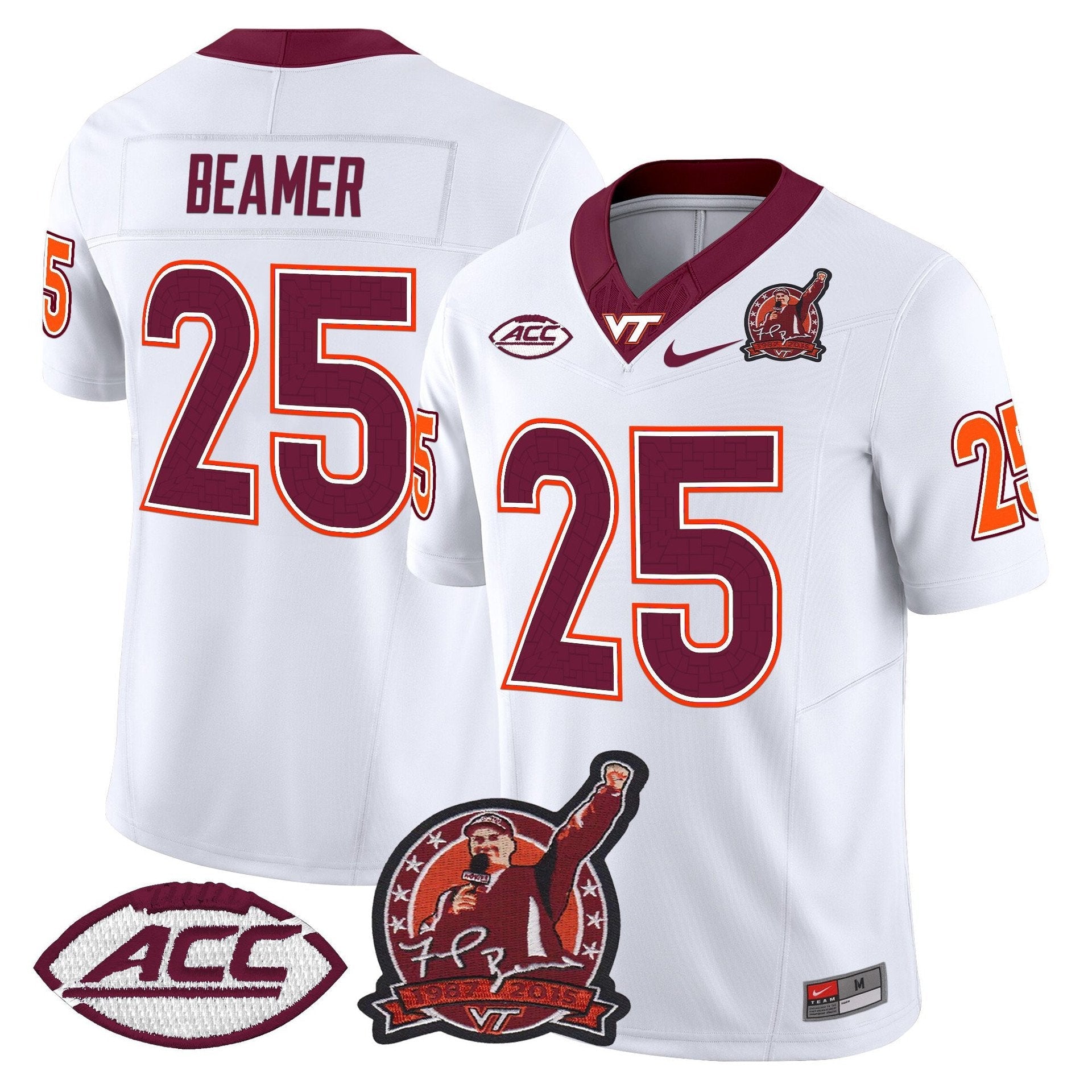 Frank Beamer Jersey #25 Virginia Tech Hokies Coach Frank Beamer 2025 White