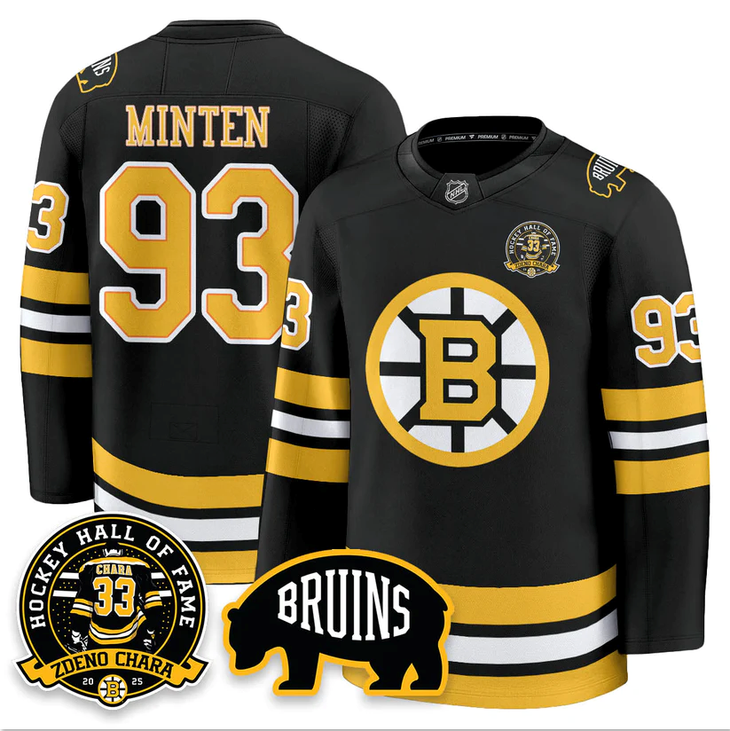 Fraser Minten Jersey #93 Boston Bruins Premium Zdeno Chara HOF Stitched