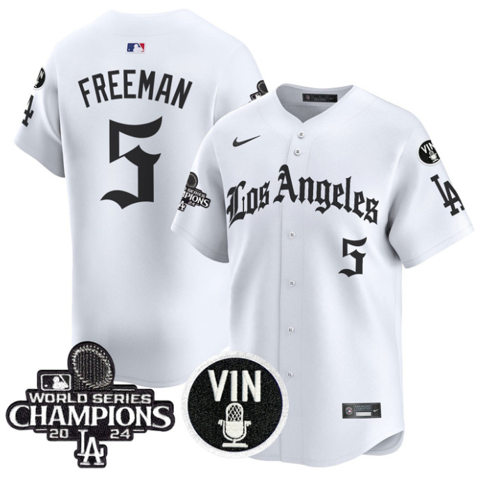 Freddie Freeman Jersey #5 Dodgers 2025 LA Gothic Style Vapor Premier Limited Stitched White