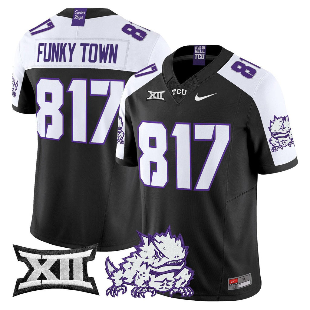 Funky Town Jersey #817 TCU Horned Frogs 2025 Vapor Limited Stitched Black Alter