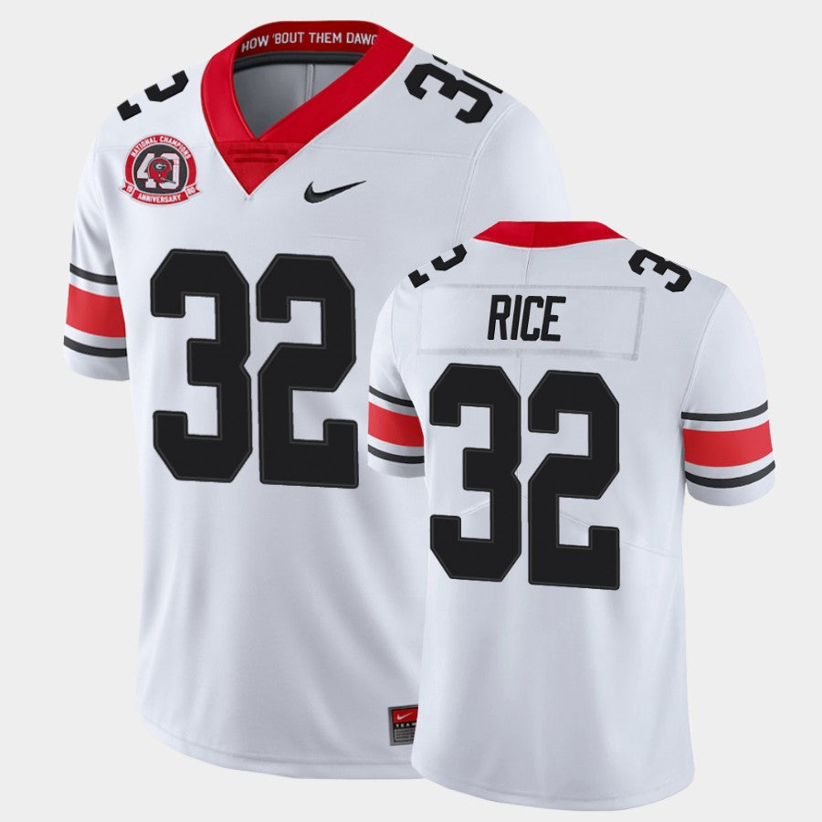 Georgia Bulldogs #32 Monty Rice White College Football 40th Anniversary Alternate Jersey