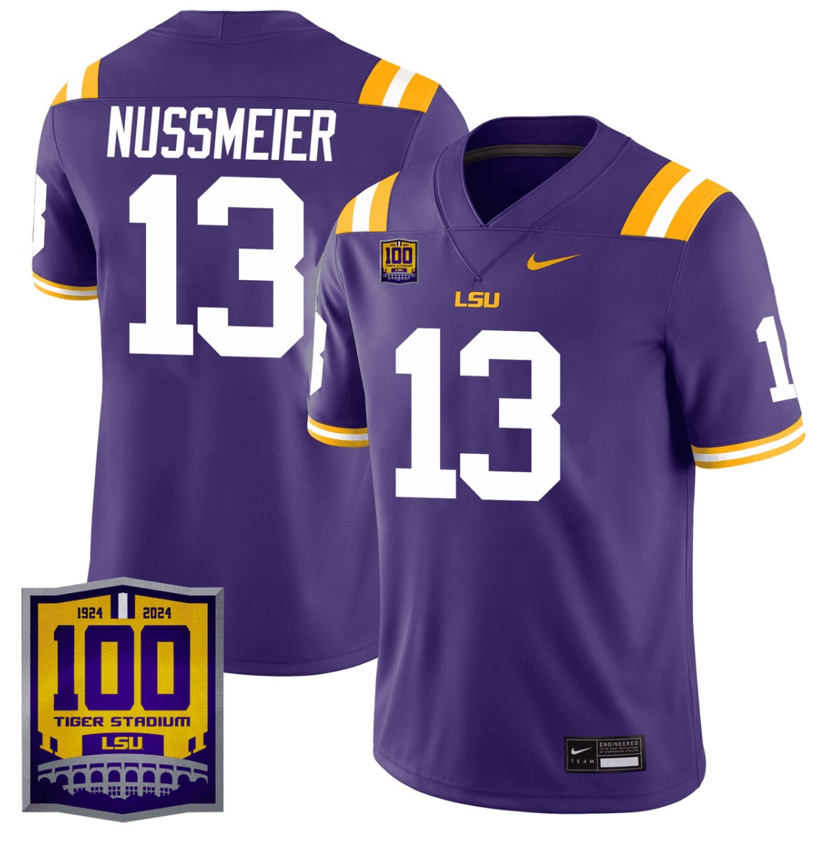 Harold Perkins Jr Jersey #7 LSU Tigers 100 Years of Tiger Stadium Patch Gold