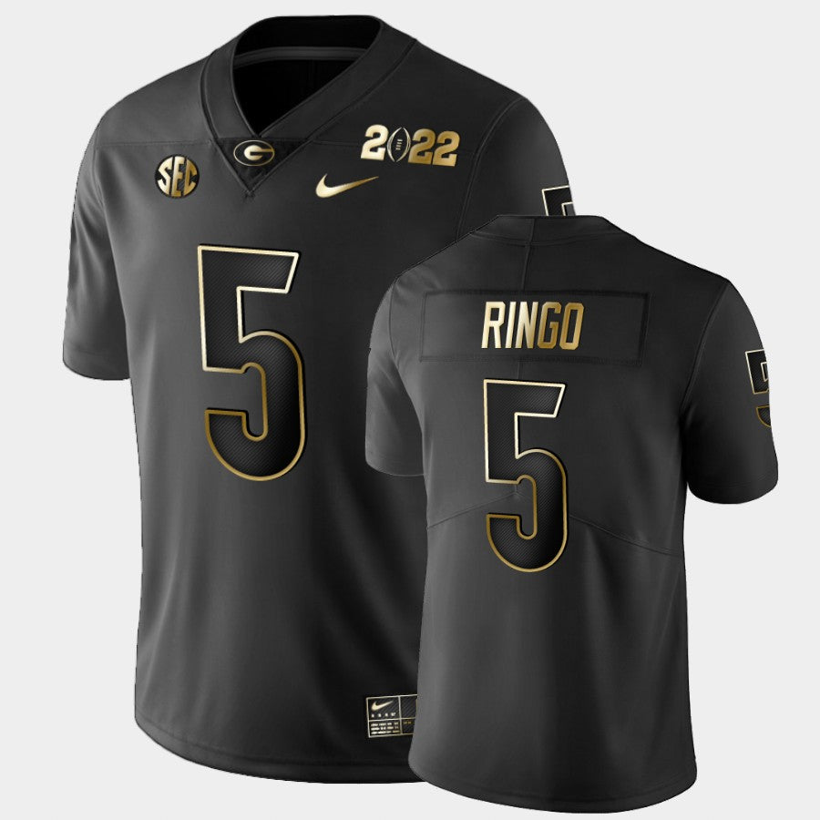 Georgia Bulldogs #5 Kelee Ringo Black 2021 National Champions Golden Jersey