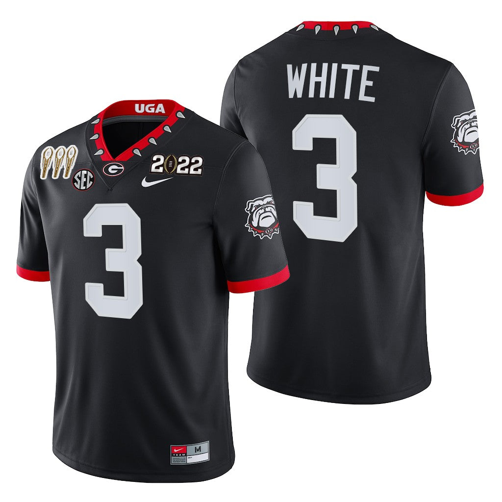 Georgia Bulldogs #3 Zamir White 3-Times CFP National Champions Jersey Black