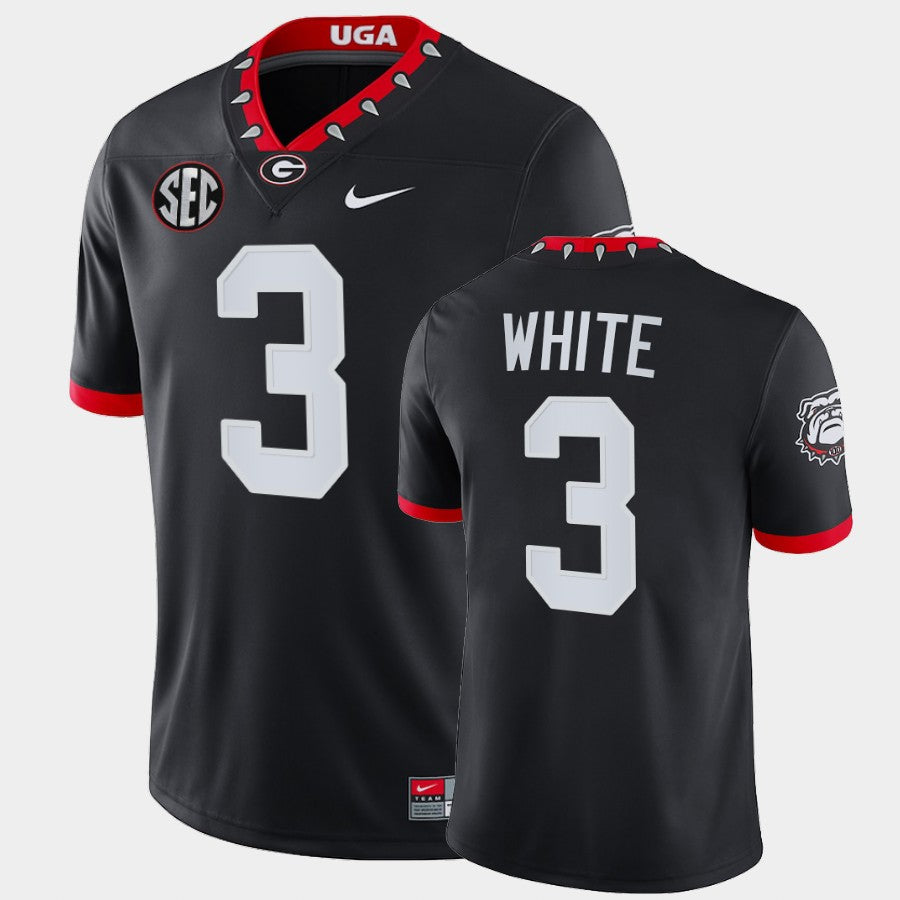 Georgia Bulldogs #3 Zamir White Black Mascot 100th Anniversary College Game Jersey