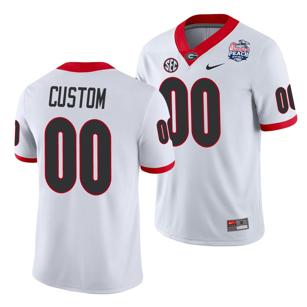 Georgia Bulldogs Custom 2021 Peach Bowl White College Football Jersey