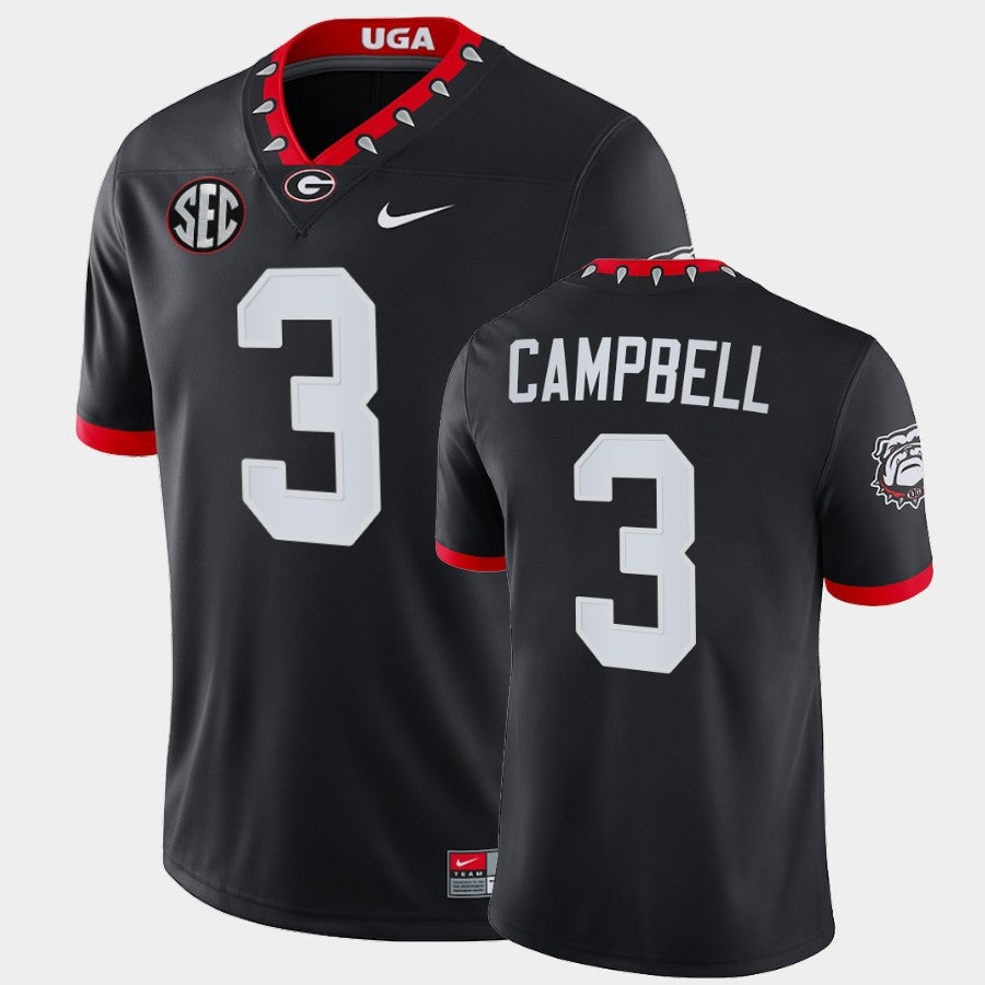 Georgia Bulldogs #3 Tyson Campbell Black Mascot 100th Anniversary Alumni Jersey