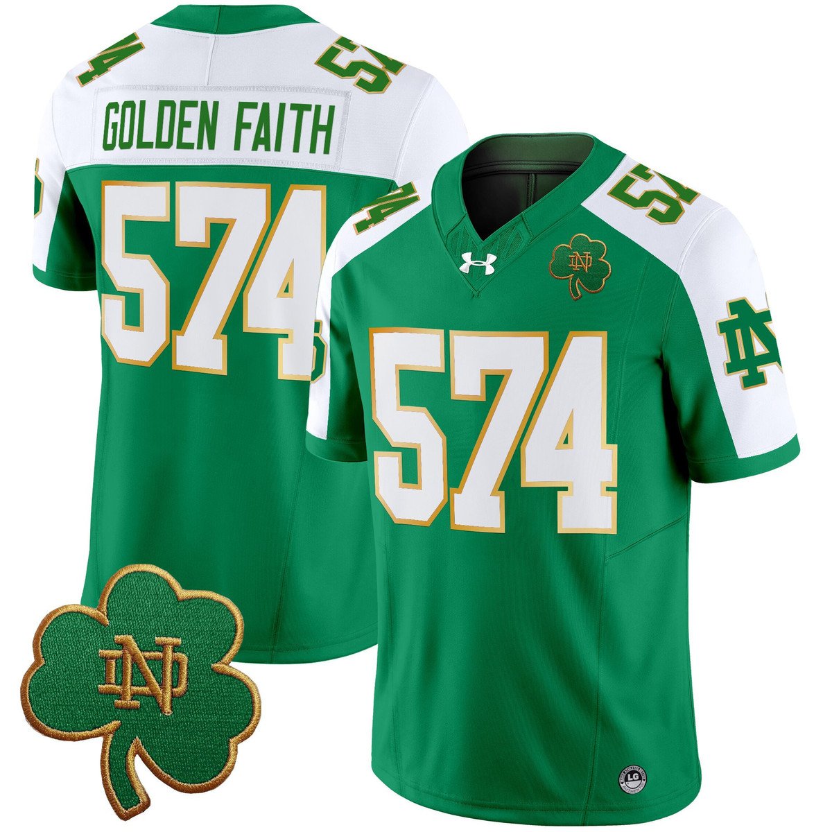 Golden Faith Jersey #574 Notre Dame 2025 Vapor Limited V3 Stitched Green Alter